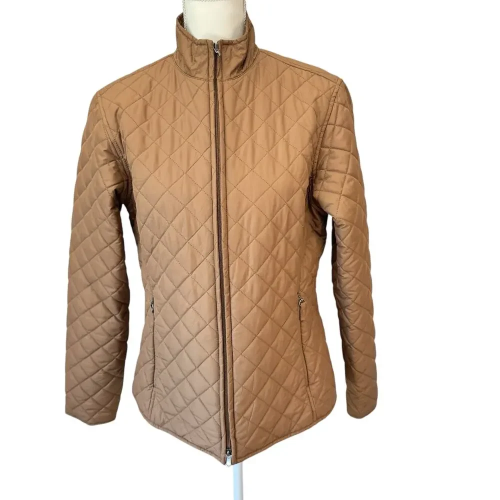 CUTTER & BUCK Tan Lightweight Quilted Jacket Womens Large Neutral Minimalist